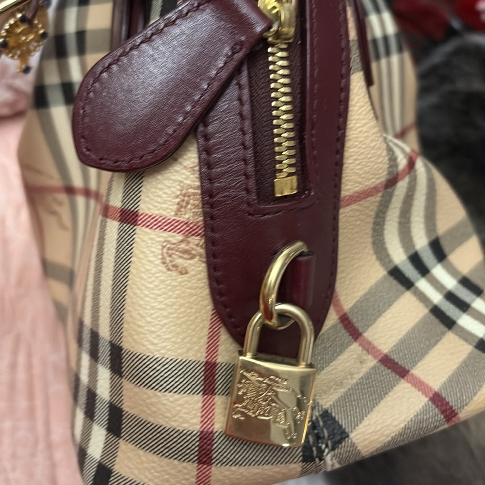 Burberry Cream and Brown Satchel with Signature Plaid- handbag - Picture 5 of 6
